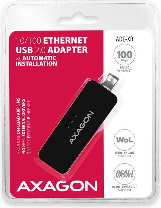 Image du produit Axagon ADE-XR Adaptateur Fast Ethernet 10/100 - USB 2.0 type A (USB 2.0, RJ45 (1x))