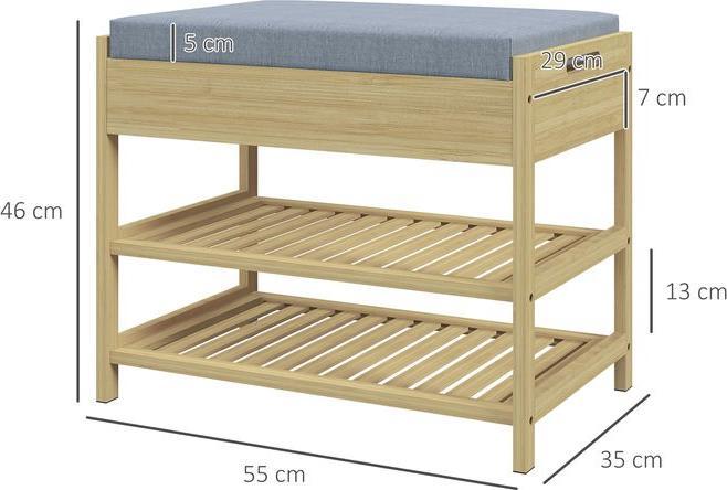 Actual product image Swisshandel24 Shoe bench with 2 shelves, bench with drawer, shoe rack, wardrobe bench for 4 pairs of shoes, for Di
