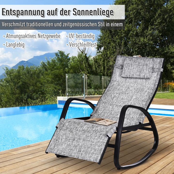 Produktbild Outsunny Schaukelstuhl mit verstellbarer Rückenlehne und Fussstütze (69 cm)