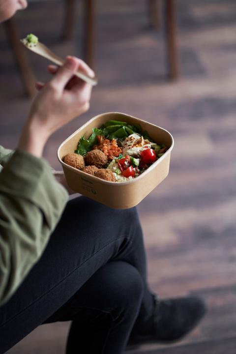 Actual product image Biopak Salad bowl Brick Box Medium 1000 ml, brown, 50 pieces (50 x)