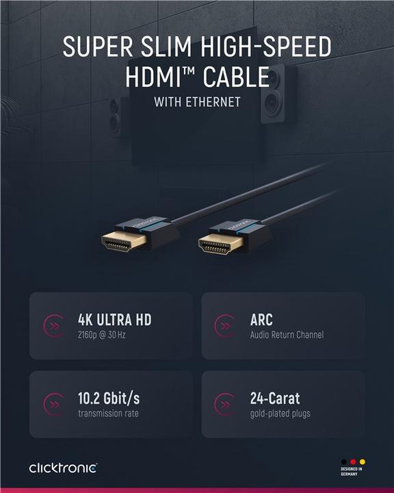 Actual product image clicktronic HDMI (Typ A) — HDMI (Typ A) (3 m, HDMI)
