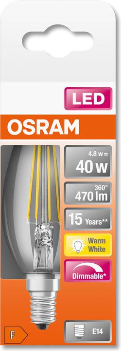 Produktbild Osram Led Retrofit Classic B (E14, 4.80 W, 470 lm, 1 x, F)