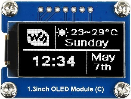 Immagine prodotto WaveShare Display OLED 64x128 da 1,3 pollici bianco I2C SPI