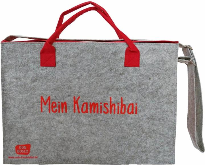 Image du produit Sac à bandoulière "My Kamishibai". Modèle 2019. En feutre gris, fond renforcé, panneau latéral