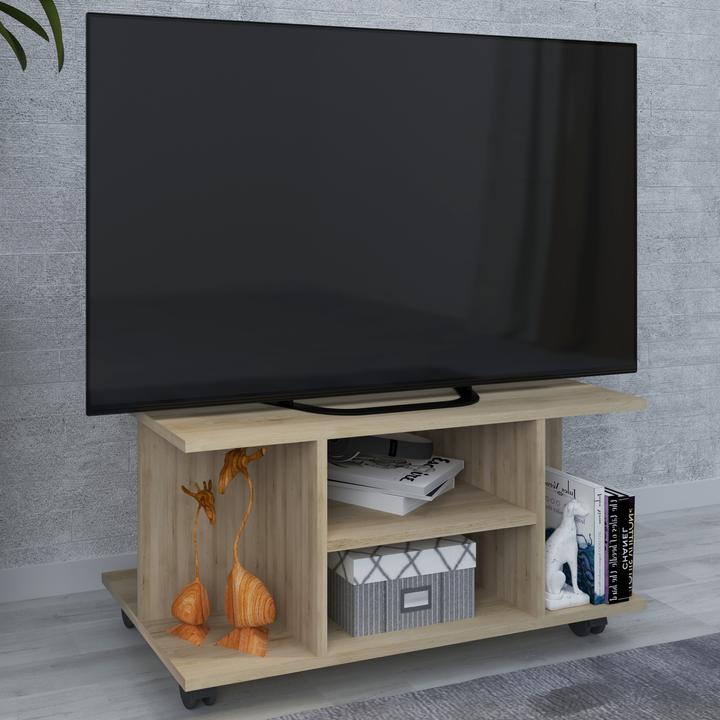Produktbild VCM Holz TV Lowboard Rollen Fernsehschrank Tisch Konsole rollbar Möbel Fernsehtisch Findalo (80 x 40 x 40 cm)