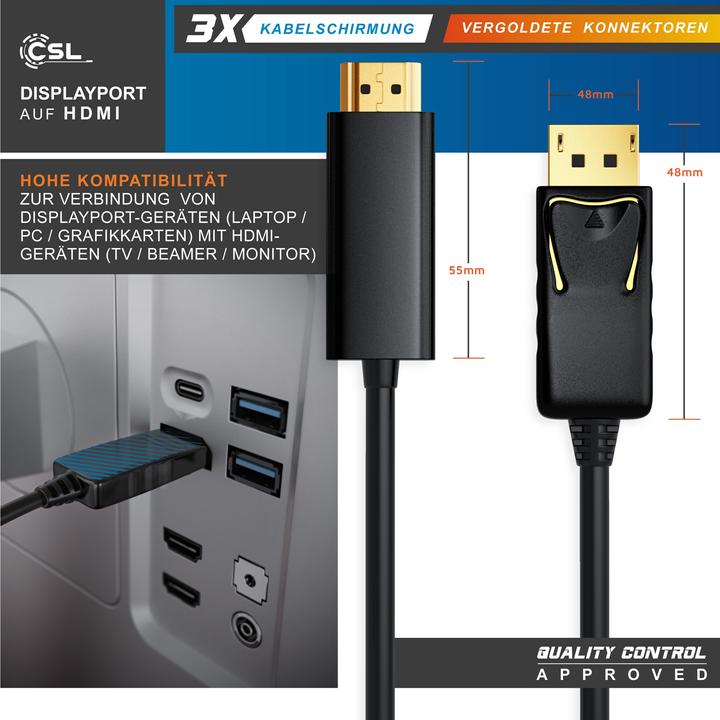 Immagine prodotto CSL DisplayPort - HDMI (3 m, DisplayPort, HDMI)
