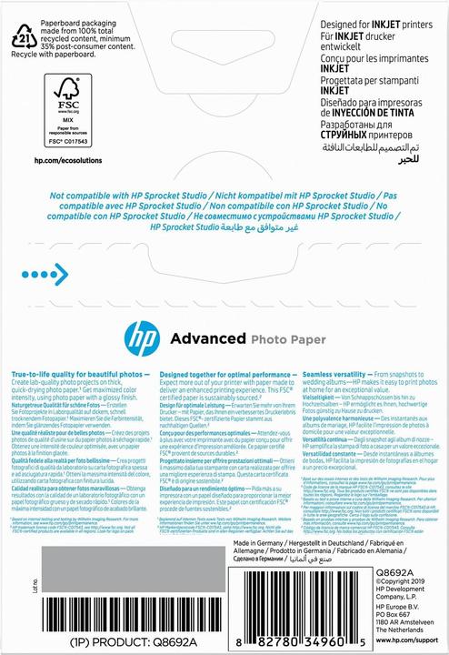 Immagine prodotto HP Q8692a (250 g/m², 10 x 15 cm, 100 x)