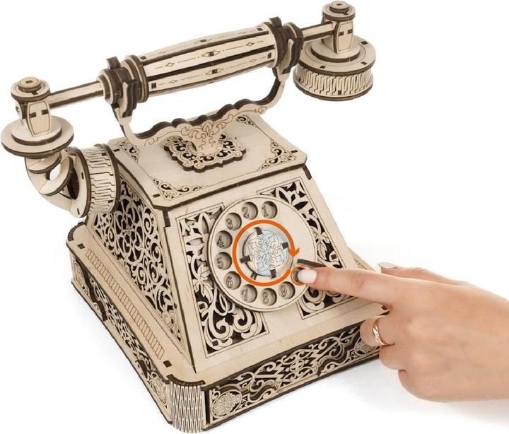 Actual product image Eco Wood Art Mechanical 3D wooden-puzzle - Retro telephone