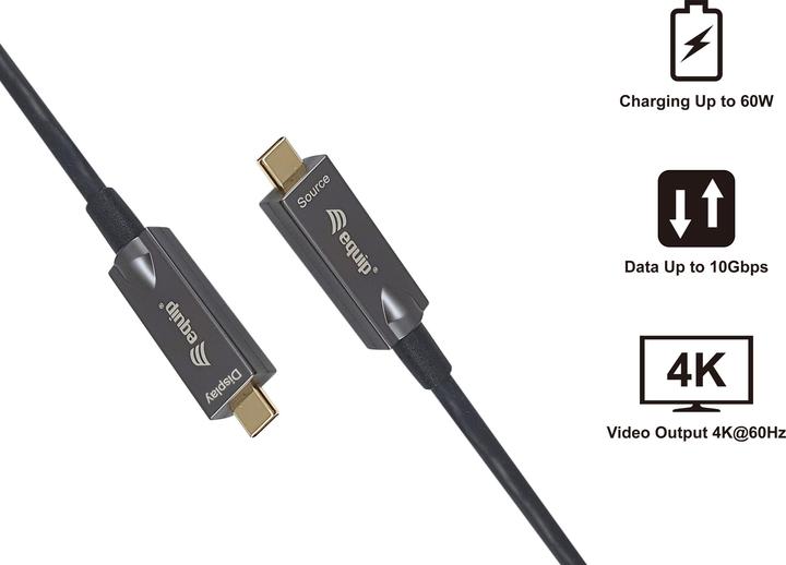 Actual product image equip USB cable 3.2 C -> C St/St 10.00m 4K/60Hz bw (10 m, USB 3.2 Gen 2)