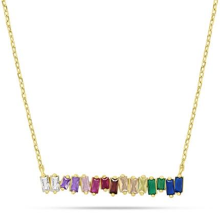 Produktbild Brilio Silver - Playful gold-plated necklace with colored zircons NCL148YRBW