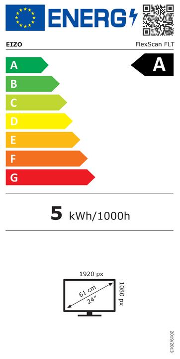 Energy Label Eizo 60.5cm (23,8") FLT 16:09 DP+USB-C IPS swivel arm black (1920 x 1080 pixels, 23.80")