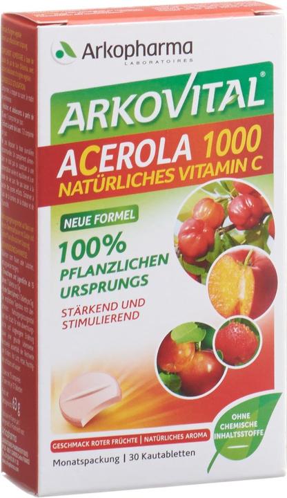 Actual product image Arkopharma Arkovital Acerola Kautabletten 1000mg (30 Piece, Pills, 96 g)