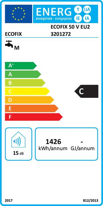 Label énergétique Ariston Système de chaudière verticale Ecofix 50 V EU2 Blanc