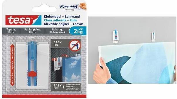 Actual product image tesa Adhesive nail for wallpaper & plaster, ideal for canvas & stretcher frames