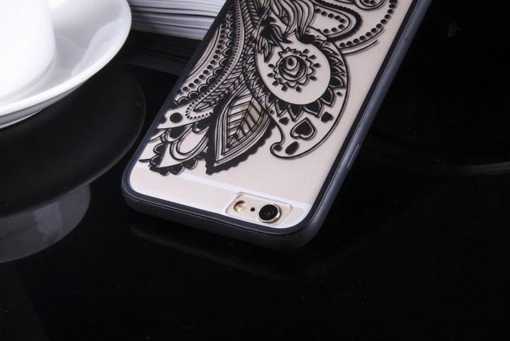 Actual product image König Design Apple iPhone 6s Plus Mobile Cover Mandala Case Protective Cover Motif Flower Black (Apple iPhone 6 Plus)