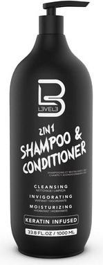 L3vel3 L3 Two in One Shampoo und Conditioner Glättet und stärkt das Haar Verbessert den Glanz und bändigt (29.57 ml, Flüssiges Shampoo)