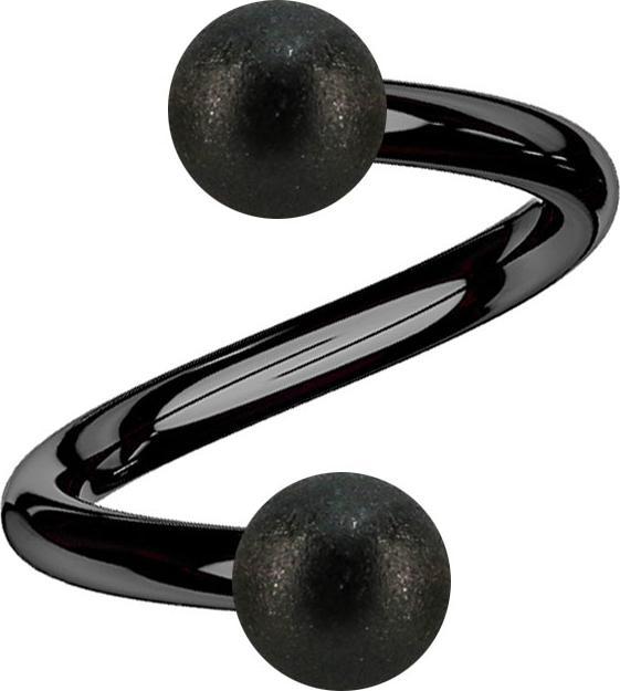 Image du produit Star Piercing Micro Spirale noire mouchetée de deux boules (sans laiton, Acier chirurgical 316L)