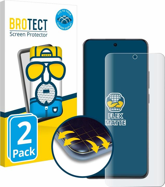 Productafbeelding BROTECT Fullscreen Schutzfolie Displayschutz Folie Matt Entspiegelungsfolie (2 Stuk, Realme 12 Pro+)