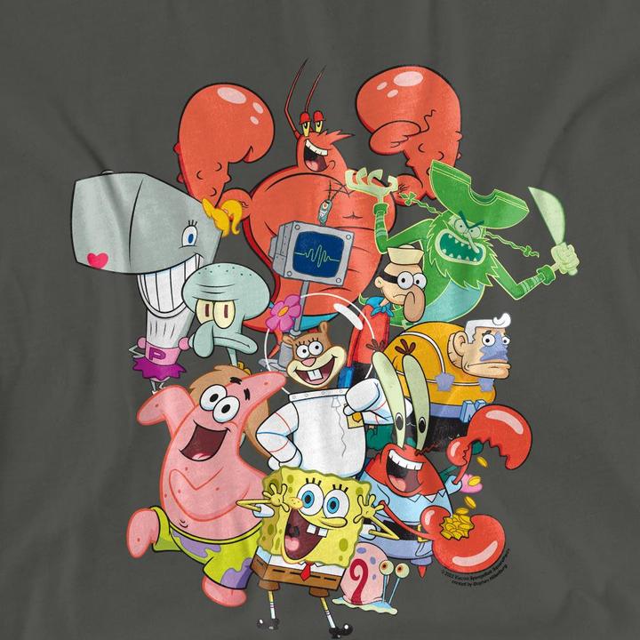 Actual product image Spongebob Squarepants Unisex Adult The Whole Gang T-Shirt (M)