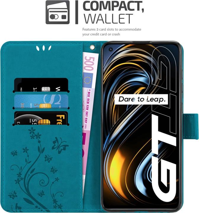 Produktbild Cadorabo Flower Book Hülle für Realme GT / GT Neo 2T / Q3 PRO (Realme GT Neo 2T, Realme Q3 Pro 5G)