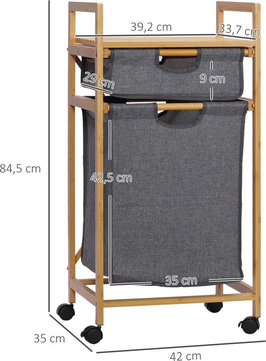 Produktbild Homcom Wäschekorb mit Rollen (42 l)