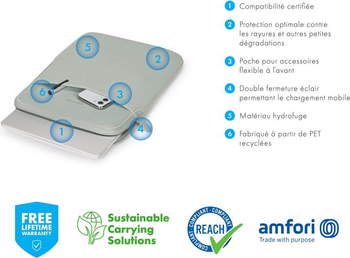 Produktbild Dicota Sleeve Eco SLIM S, silver sage (13", Microsoft) (13", Microsoft)