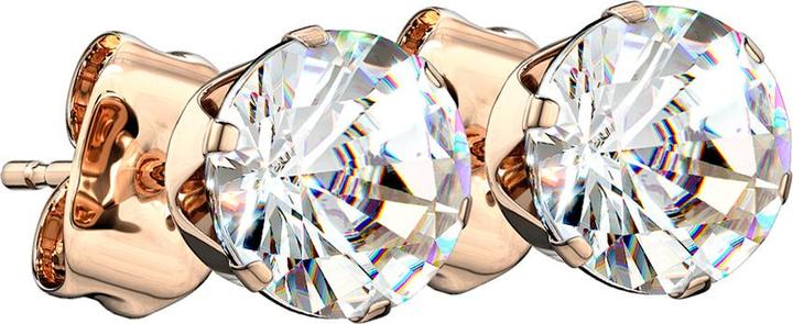 Actual product image Star Piercing Stud earrings rose gold with round crystal silver (Surgical steel 316L)