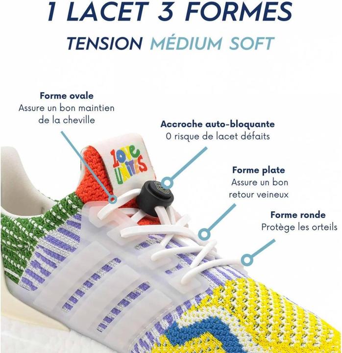 Image du produit Gorilla Lacets élastiques en silicone pour running (123 cm)