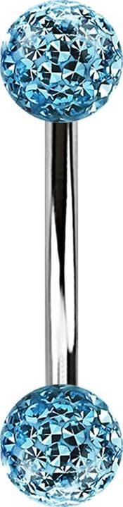 Immagine prodotto Star Piercing Banana argento con due sfere di cristallo strato protettivo epossidico aqua (senza ottone, Acciaio chirurgico 316L)