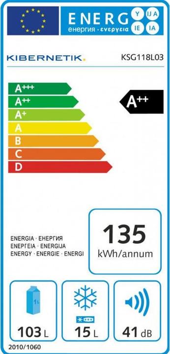 Label énergétique Kibernetik Ksg118l03 (109 l)