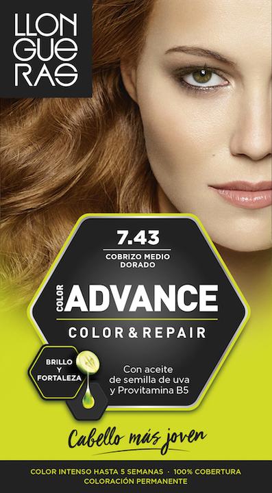 Actual product image Llongueras COLOR ADVANCE #7,43-cobrizo medio dorado (7.43)