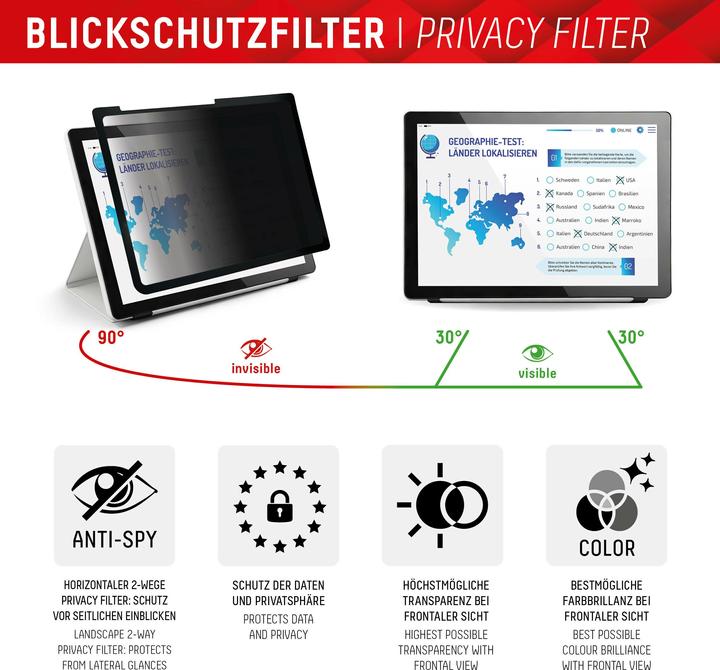 Productafbeelding Displex Tablet Privacy Safe, Tablet Blickschutzfolie (1 Stuk, IPad 7e gen. 2019, iPad 8, IPad 9, iPad Air 2019 (3e generatie))