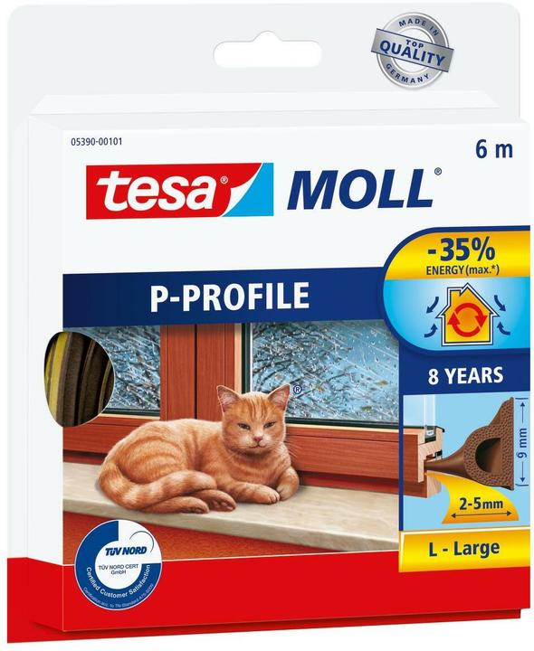 tesa tesamoll CLASSIC P-profile window seal, rubber seal for insulation