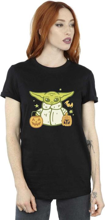 Actual product image Star Wars Womens/Ladies Trick Or Treat Grogu Cotton Boyfriend T-Shirt (5XL)