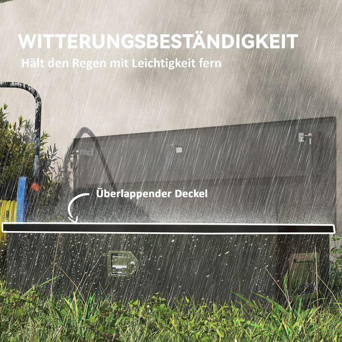 Image du produit Swisshandel24 Stabile Aufbewahrungskiste, Alu, Seitengriffe, Schloss, Werkzeugkasten, 99x33x25,5 cm, schwarz
