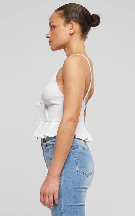 Actual product image Urban Classics Ladies Waffle Pique Ruffle Top - 137877 (XS)