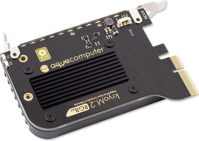 Produktbild Aqua Computer kryoM.2 RGBpx PCIe 5.0 x4 Adapter für M.2 PCIe SSD, M-Key, mit Passivkühler