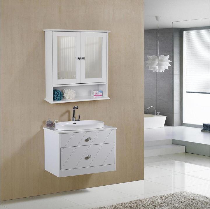 Actual product image Vasagle Mirror cabinet LHC002 white 56.5 x 13.0 x 58.5 cm (56 x 13 x 58 cm)