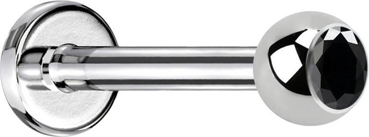 Immagine prodotto Star Piercing Labret argento con cristallo a sfera nero (Acciaio chirurgico 316L, senza ottone)