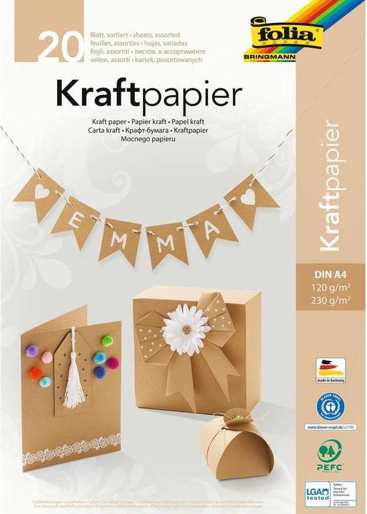 Image du produit Folia Bloc de papier kraft (230 g/m², 1 x)