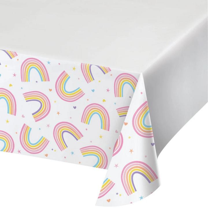 Actual product image Creative Converting Paper Rainbow Party Table Cover (Pack of 8)