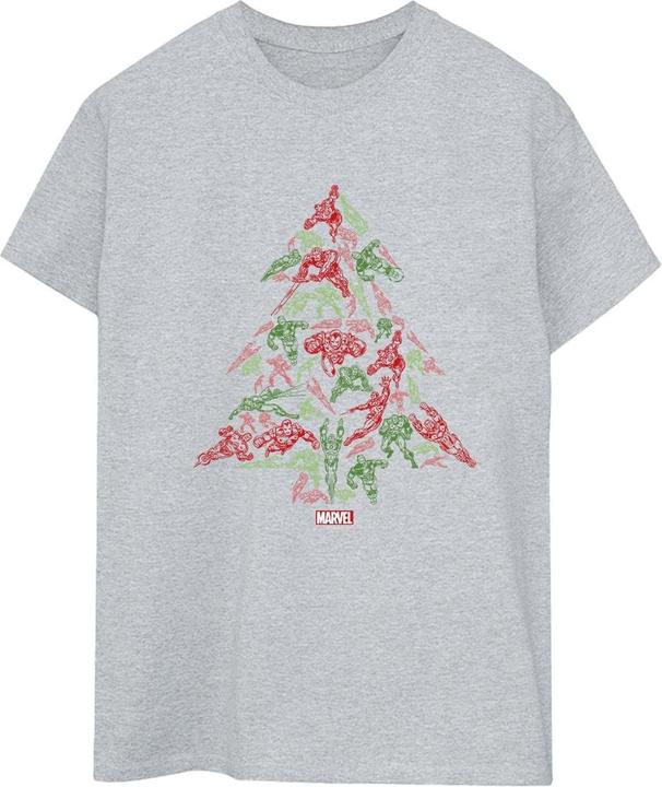 Actual product image Womens/Ladies Avengers Christmas Tree Cotton Boyfriend T-Shirt (5XL)
