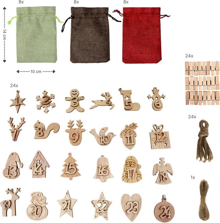 Produktbild Hermex Do-It-Yourself-Adventskalender Weihnachtskalender zum Befüllen Jutebeutel