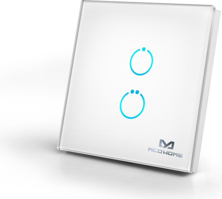 MCO Home Z-Wave+ Glas Wandschalter 2-fach