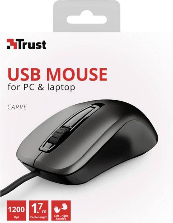 Actual product image Trust Carve Mouse USB Type-A Optical 1200 DPI Ambidextrous (Cable)