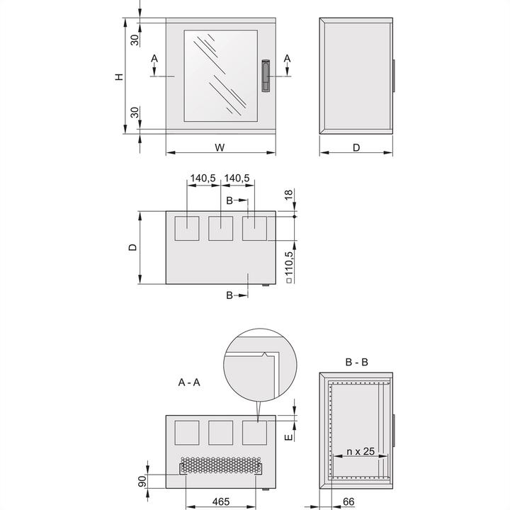 Actual product image Schroff EPCASE wall-mounted enclosure (16 RU, 19 inch rack)