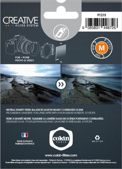 Actual product image Cokin Filter P121S Course 2 ND 8 (84 mm, Graduated neutral density filter, 82 mm)