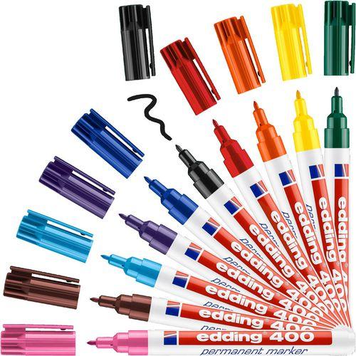 Image du produit Edding 400 (Orange, Jaune, Violet, Vert, Bleu, Rose, Noir, Rouge, Marron, Bleu clair, 1 mm, 10 x)