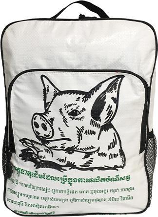 Image du produit Bekos Upcycling - Sac à dos de jour fabriqué à partir de sacs de fourrage recyclés Porc