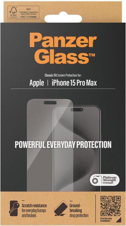 Immagine prodotto PanzerGlass Pellicola protettiva Classic Fit (1 Pezzo/i, Apple iPhone 15 Pro Max)
